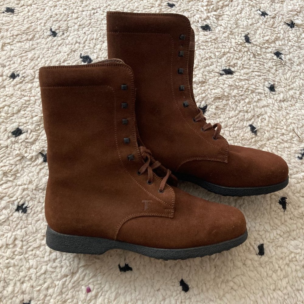 TOD'S lace-up suede boots sz 37.5EU